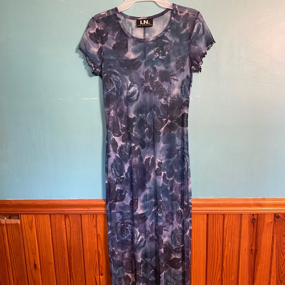 I.N. San Francisco A blue see-through dress. Size small.